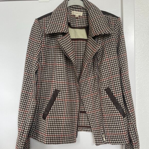 Promesa Houndstooth Motorcycle Jacket, Wide Lapel‎ Collar, Small, RJJJ8776 - Picture 1 of 6